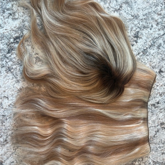 Hidden Crown Bundle Topper and Halo #622 Light Caramel Honey Blonde 16IN 140gram - Picture 1 of 13